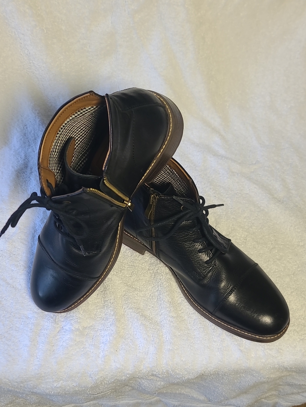 Aston Grey Men's Black Leather Lace-Up Ankle Boots With Side Zipper